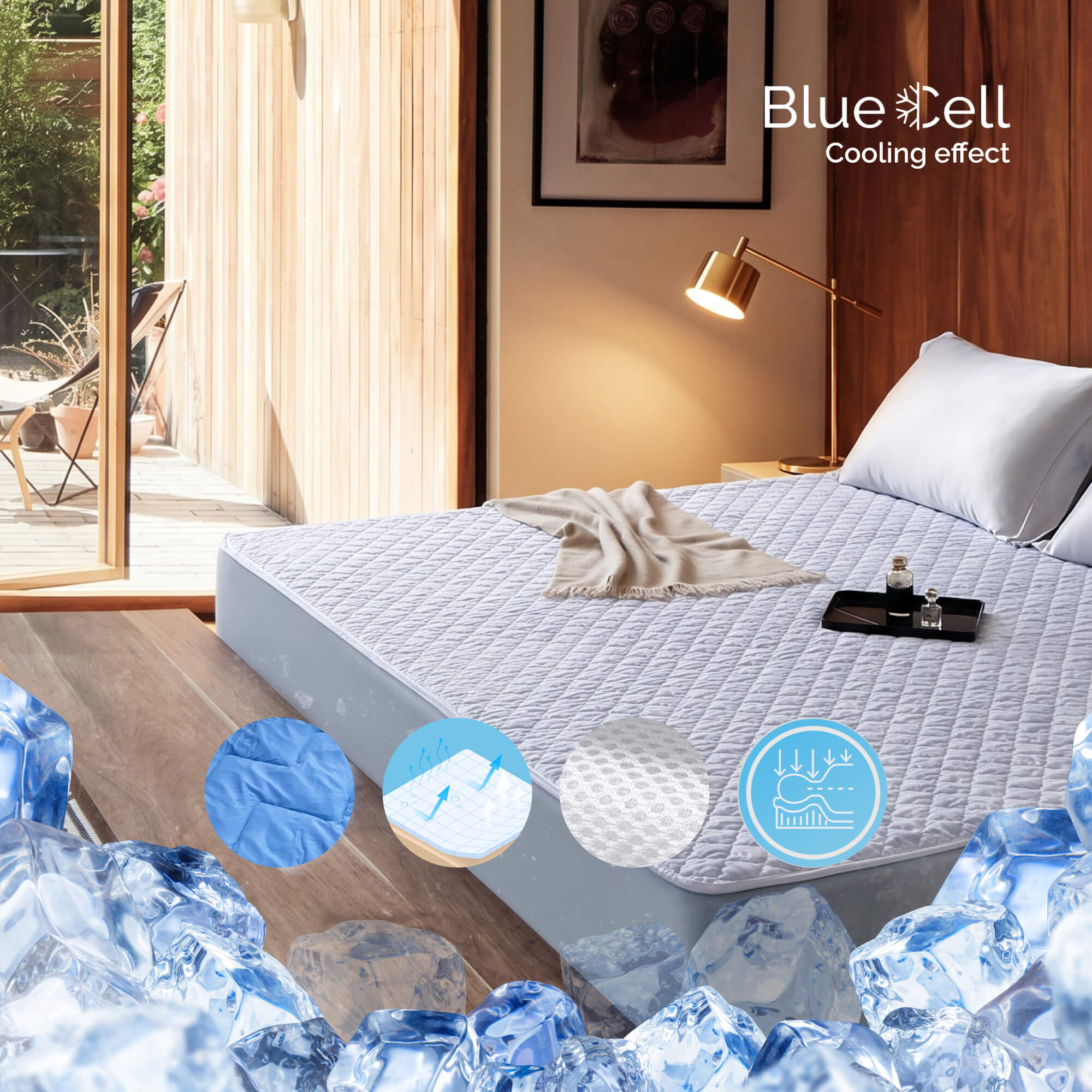 Cooling mattress Topper 3D Bluecell
