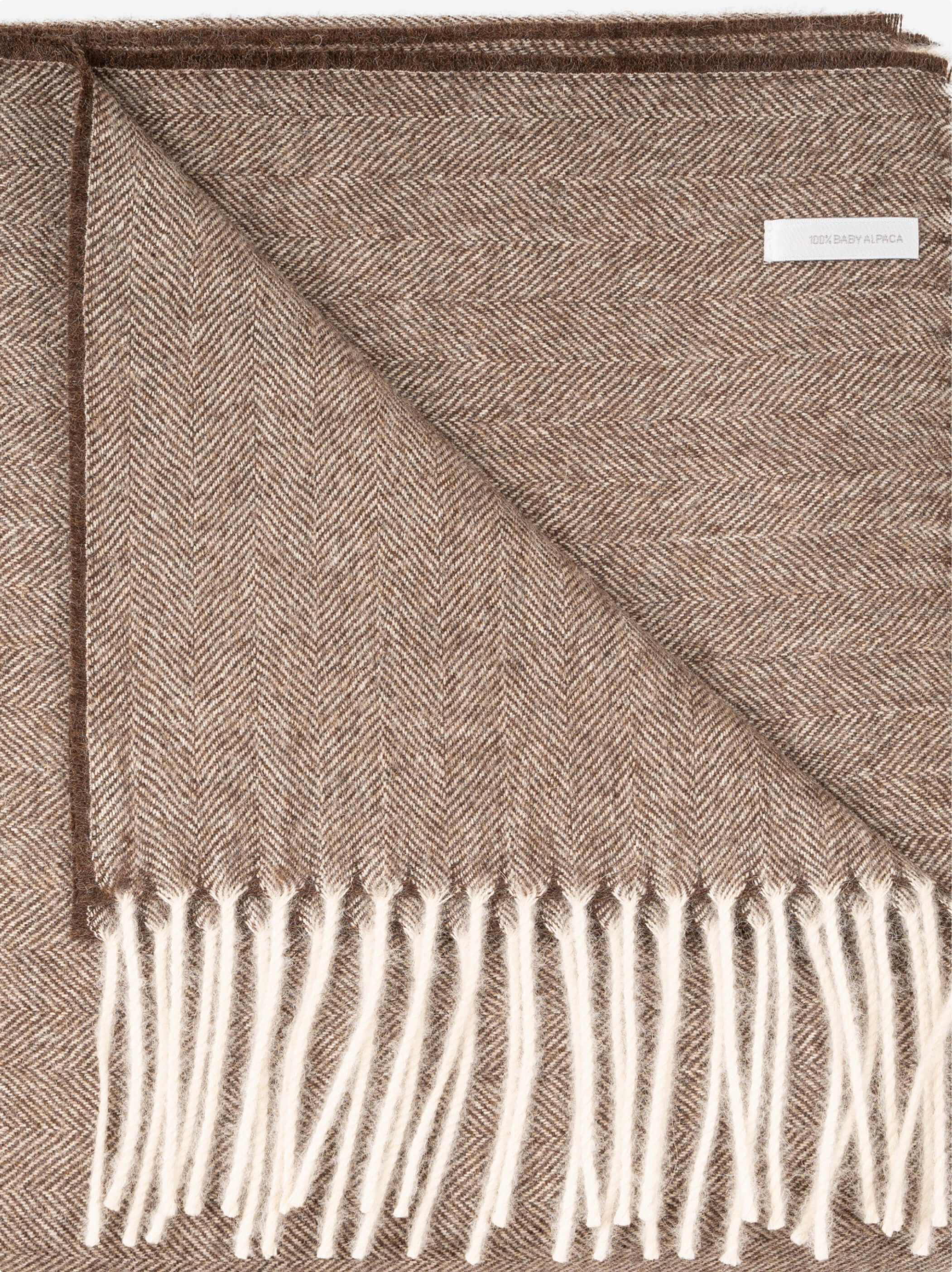 Baby Alpaca Throw Herringbone Chocolate