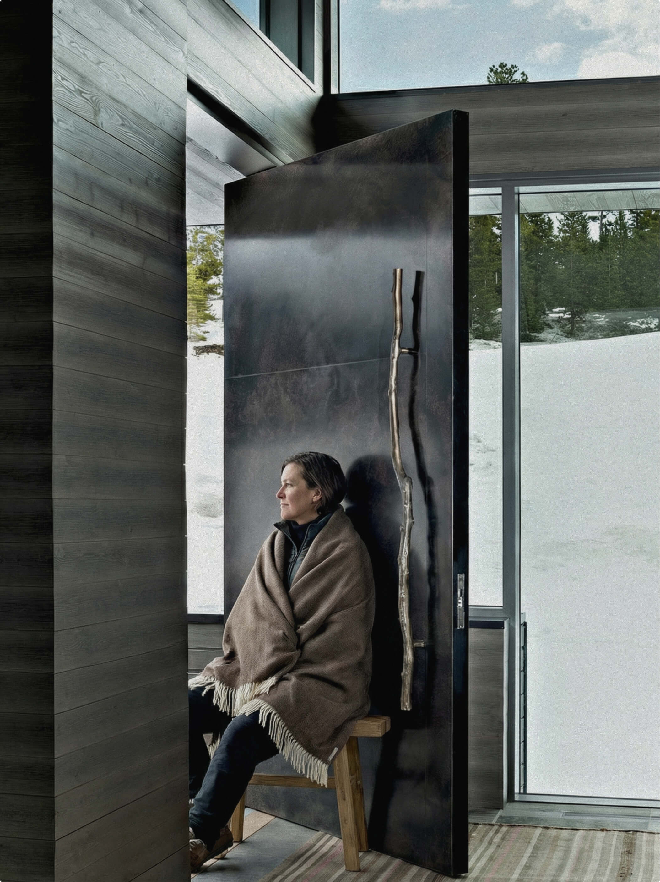 Baby Alpaca Throw Herringbone Chocolate