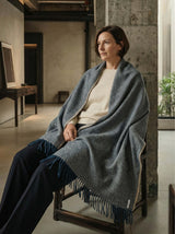 Alpaka Decke Herringbone Deep Blue