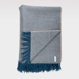 Baby Alpaca Throw Herringbone Deep Blue